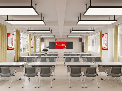 现代学校教室3D模型下载
